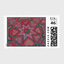 Red Folk Art Hearts Postage postage