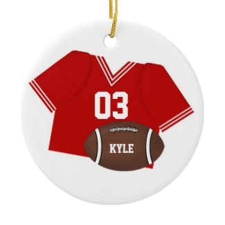 Red Football Jersey and Football Ornament ornament