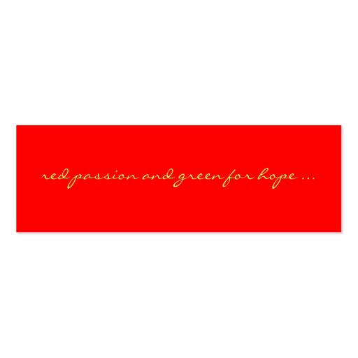 red for passion and green for hope bookmark business card template (back side)