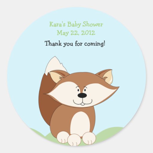 Red Fox Baby Shower Favor Sticker