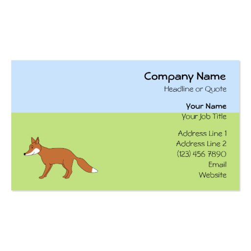 Red Fox. Business Card Template (front side)
