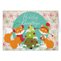 Red Fox Christmas Holiday Greeting Card