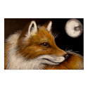 RED FOX - FULL MOON 17" X 11" Poster posters