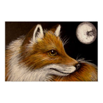 RED FOX - FULL MOON 17" X 11" Poster posters by BY_CYRA RED FOX - FULL MOON 17" X 11" Poster posters