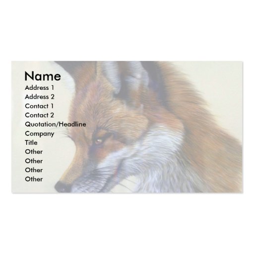 Red Fox (head study) Business Card (front side)
