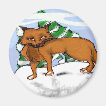 Red Fox in the Snow Magnets