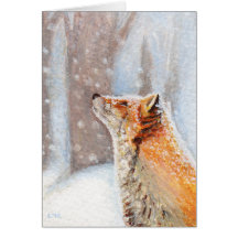 Red Fox in the Snow Painting Note Card