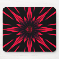 Red Fractal - Floral Burst mousepads