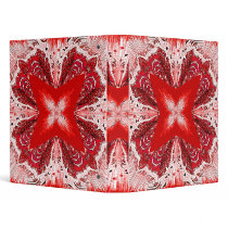 Red Fractal Flower White Fringe Binder