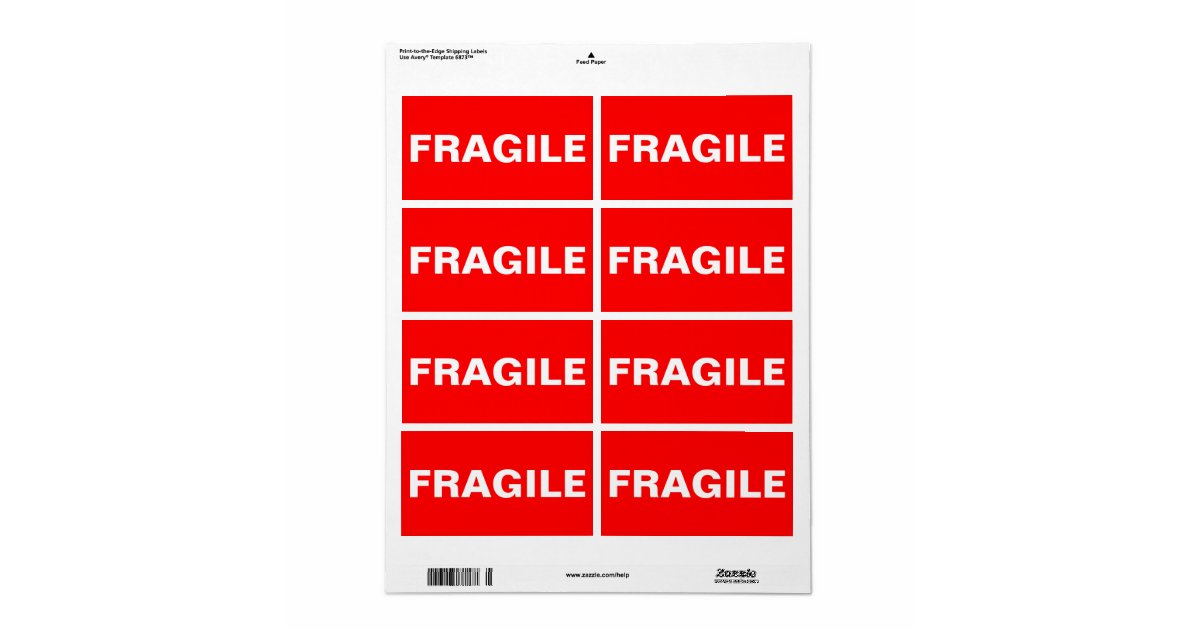 red fragile shipping label zazzle red label shipping