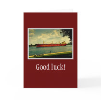 Red Freighter Illustration Greeting Cards