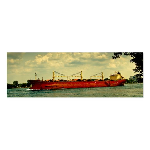 Red Freighter Illustration Tiny Bookmarks Business Card Templates (front side)