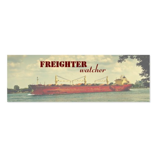 Red Freighter Illustration Tiny Bookmarks Business Card Templates (back side)