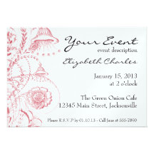 Red French Toile Custom Invites