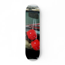 Red Fuzzy Dice in Convertible Skateboard Deck