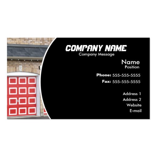 Red Garage Door Business Cards (front side)