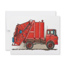 Red Garbage Truck invitations by art1st Red Garbage Truck invitations