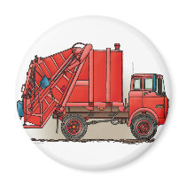 Red Garbage Truck Refrigerator Magnet