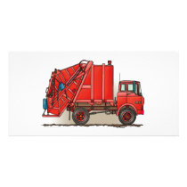 Red Garbage Truck Custom Photo Card