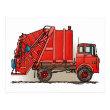Red Garbage Truck Post Card