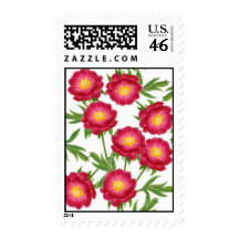 Red Garden Peonies Postage