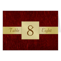 Red Garnet & Gold Table Number Folded Card