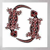 Red Geckos Totem Canvas Print