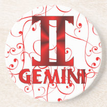 Red Gemini Horoscope Symbol coasters