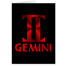 Red Gemini Horoscope Symbol Greeting Card
