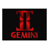 Red Gemini Horoscope Symbol invitations