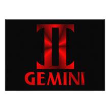 Red Gemini Horoscope Symbol Personalized Announcement