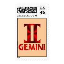 Red Gemini Horoscope Symbol Postage Stamp