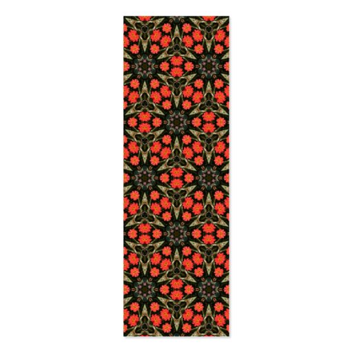 Red Geometric Floral Bookmark Business Cards (front side)
