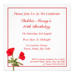 Red Geranium Birthday Invitation