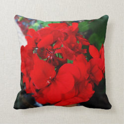 Red Geraniums Floral Pillow by Sharles