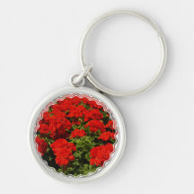Red Geraniums Keychain