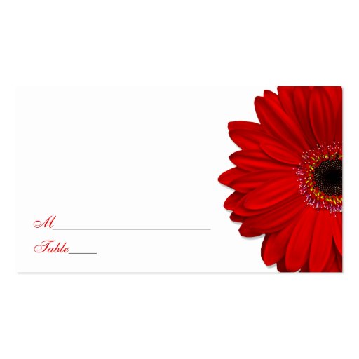 Red Gerber Daisy Wedding Place Cards Business Card