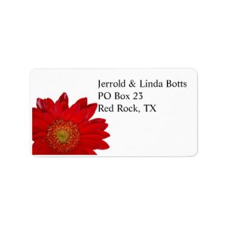 Red Gerbera Daisy Address Label label