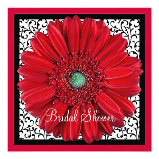 Red Gerbera Daisy Bridal Shower Invitation