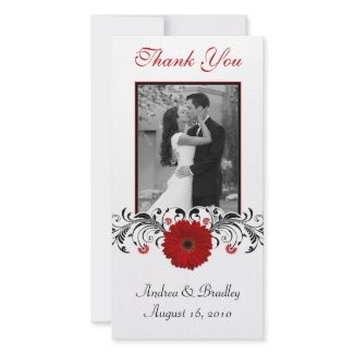 Red Gerbera Daisy Floral Thank You Photo Card photocard