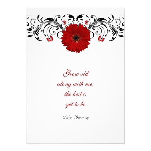 Red Gerbera Daisy Floral Wedding Invitation