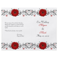 Red Gerbera Daisy Floral Wedding Program flyer