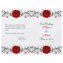 Red Gerbera Daisy Floral Wedding Program Flyer Design