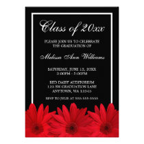 Red Gerbera Daisy Graduation Announcement invitations