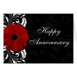 Red Gerbera Daisy Happy Anniversary Custom Card