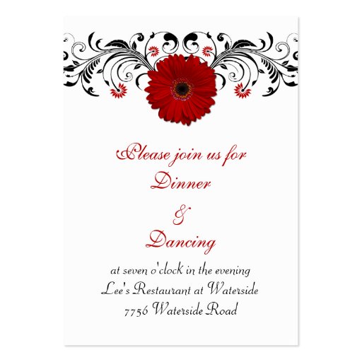 Red Gerbera Daisy Reception Card Business Card (front side)