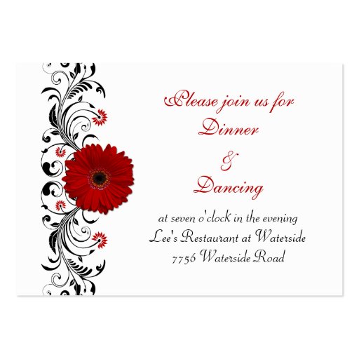 Red Gerbera Daisy Reception Card Business Cards (front side)