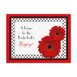 Red Gerbera Daisy Polka Dots Recipe Card for the Bride to Be