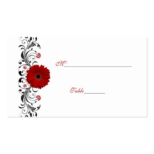 Red Gerbera Daisy Special Occasion Place Card Business Card Template (back side)