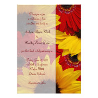 Red Gerbera Daisy Sunflower Wedding Invitation